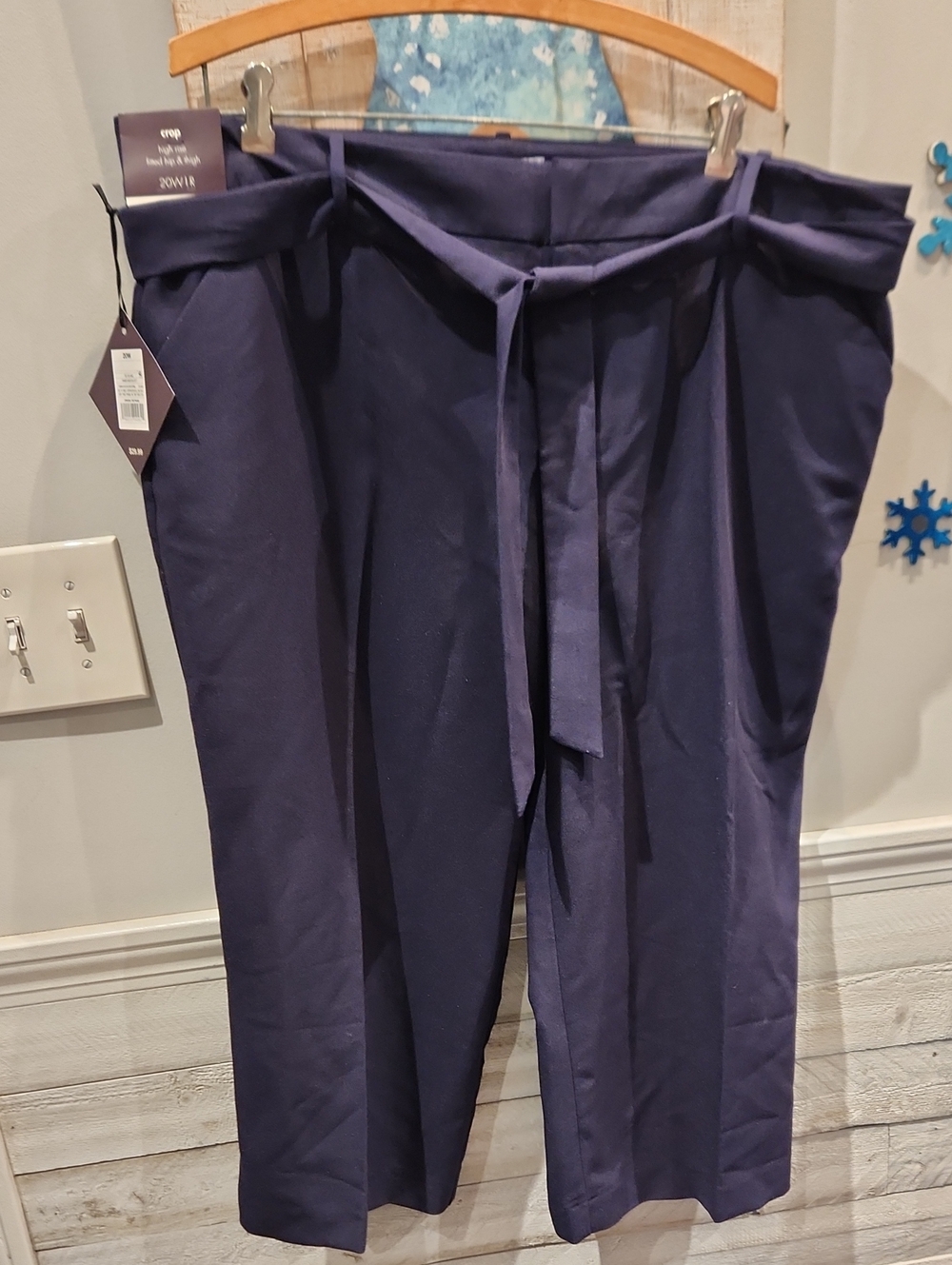 Ava & Viv Navy Paperbag Waist Chinos with Tie Belt